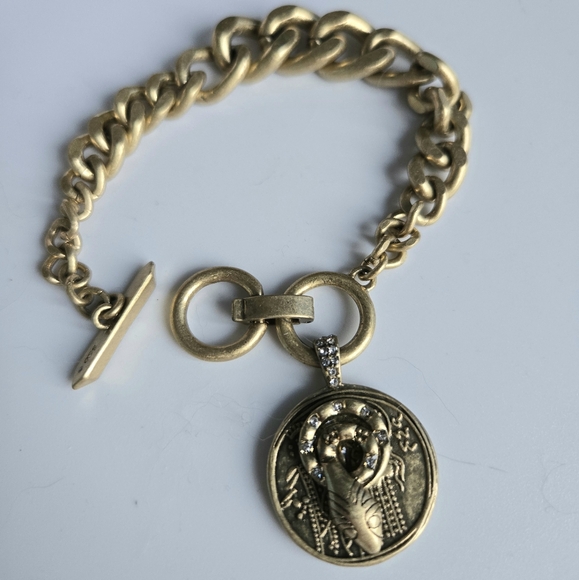 Stella & Dot Heritage Charm Coin Necklace & Bracelet Set - Vintage Gold - Picture 6 of 9